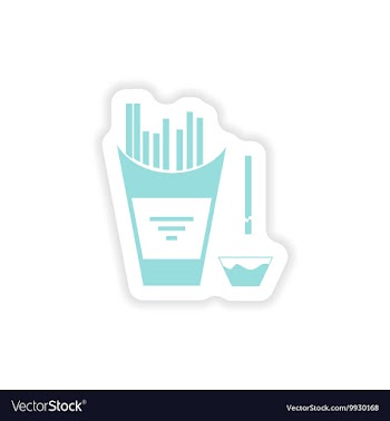 Paper sticker on white background French fries vector image