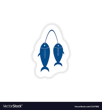 Paper sticker on white background fresh fish vector image