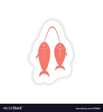 Paper sticker on white background fresh fish vector image
