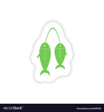 Paper sticker on white background fresh fish vector image