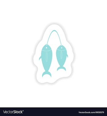 Paper sticker on white background fresh fish vector image