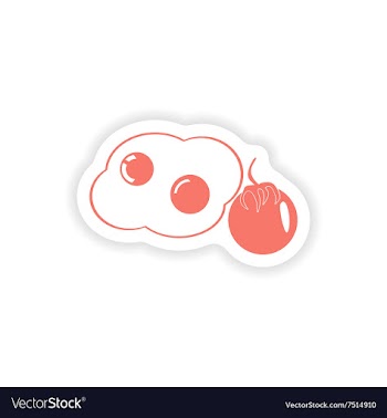Paper sticker on white background fried eggs vector image
