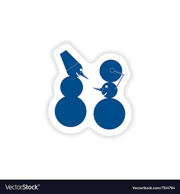 Paper sticker on white background Funny Snowmen vector image