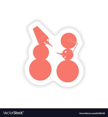 Paper sticker on white background Funny Snowmen vector image