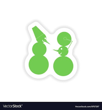 Paper sticker on white background Funny Snowmen vector image