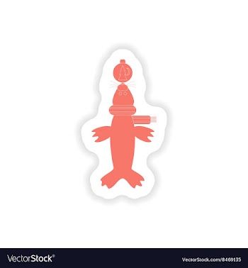 Paper sticker on white background fur seal vector image