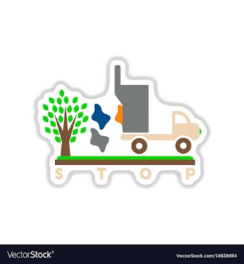 Paper sticker on white background garbage truck vector image