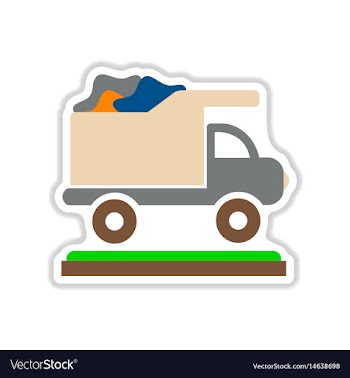 Paper sticker on white background garbage truck vector image