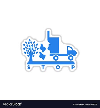 Paper sticker on white background garbage truck vector image