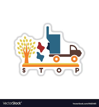 Paper sticker on white background garbage truck vector image