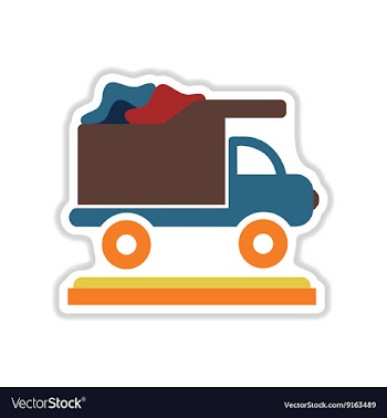 Paper sticker on white background garbage truck vector image