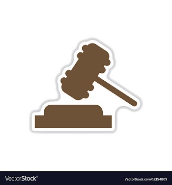 Paper sticker on white background gavel vector image
