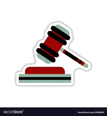 Paper sticker on white background gavel vector image