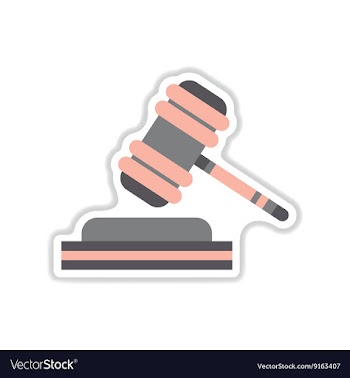 Paper sticker on white background gavel vector image