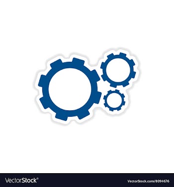 Paper sticker on white background gears vector image