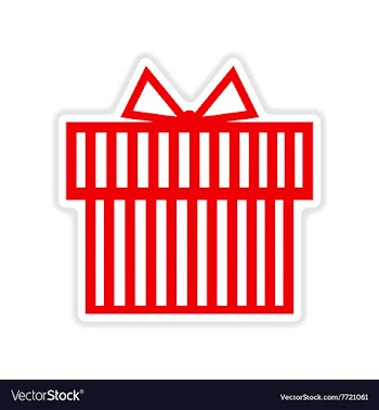 Paper sticker on white background gift box vector image