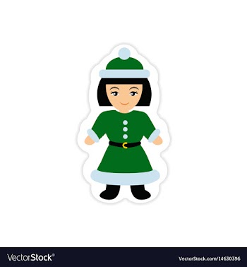 Paper sticker on white background girl dressed as vector image