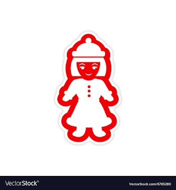 Paper sticker on white background Girl dressed as vector image
