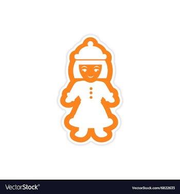 Paper sticker on white background Girl dressed as vector image