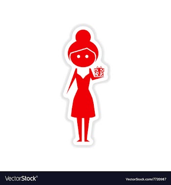 Paper sticker on white background girl gift vector image