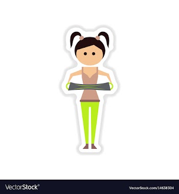 Paper sticker on white background girl in gym vector image