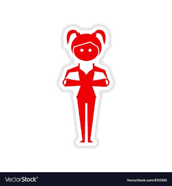 Paper sticker on white background girl in gym vector image