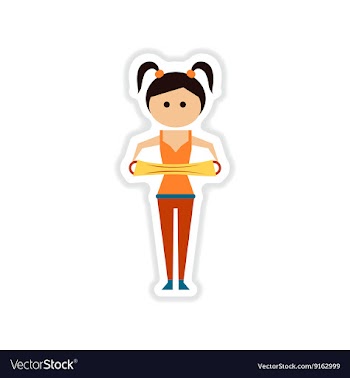 Paper sticker on white background girl in gym vector image
