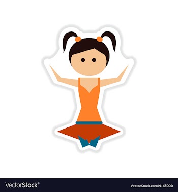 Paper sticker on white background girl in gym vector image