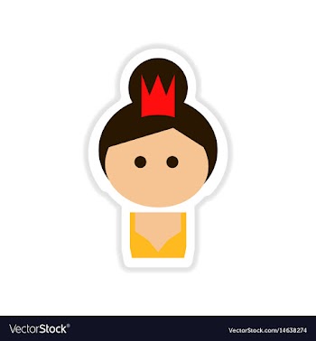 Paper sticker on white background girl princess vector image