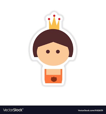 Paper sticker on white background girl princess vector image