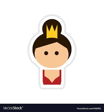 Paper sticker on white background girl princess vector image