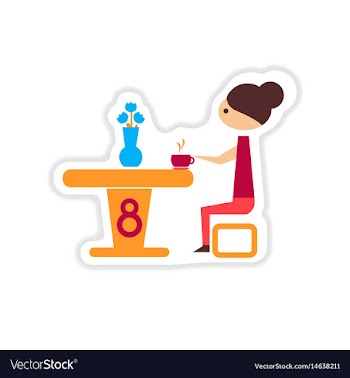 Paper sticker on white background girl sitting at vector image