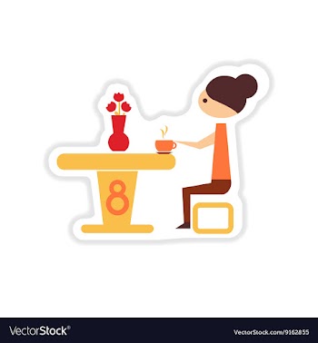 Paper sticker on white background girl sitting at vector image