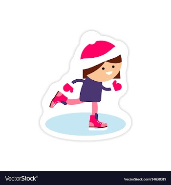 Paper sticker on white background girl skates vector image