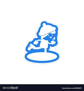Paper sticker on white background Girl skates vector image