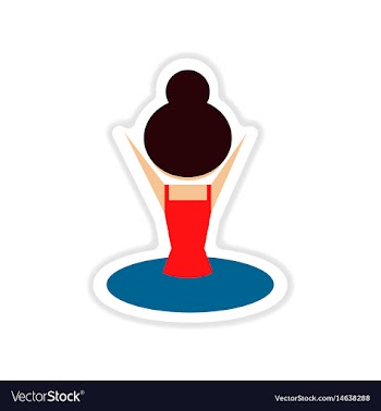 Paper sticker on white background girl swims vector image