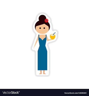 Paper sticker on white background girl with vector image