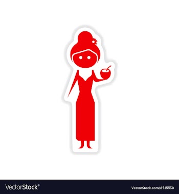 Paper sticker on white background girl with vector image