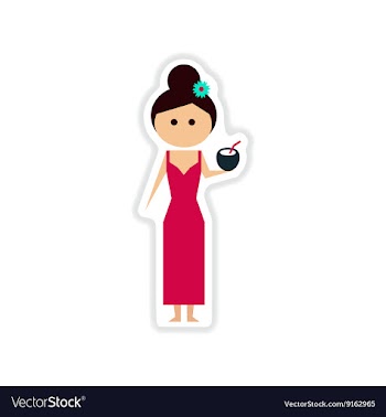 Paper sticker on white background girl with vector image