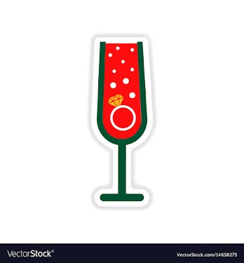 Paper sticker on white background glass champagne vector image