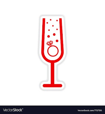 Paper sticker on white background glass champagne vector image