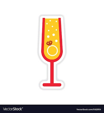 Paper sticker on white background glass champagne vector image