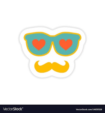 Paper sticker on white background glasses mustache vector image