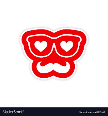 Paper sticker on white background glasses mustache vector image