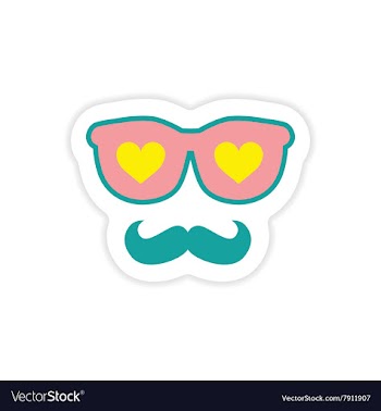 Paper sticker on white background glasses mustache vector image