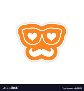 Paper sticker on white background glasses mustache vector image