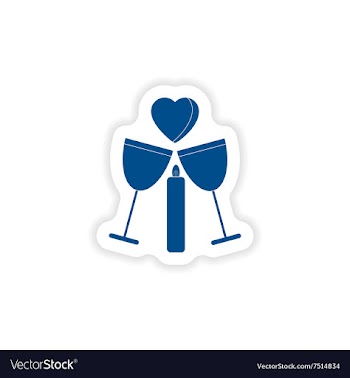 Paper sticker on white background glasses wine vector image