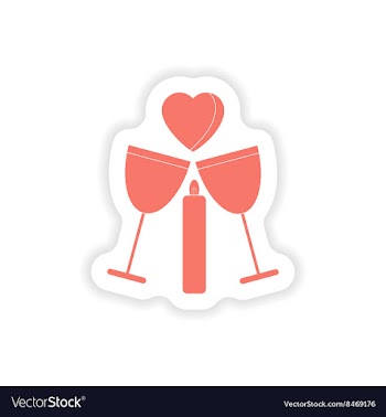 Paper sticker on white background glasses wine vector image