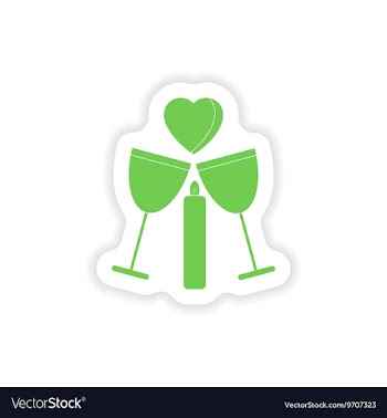 Paper sticker on white background glasses wine vector image