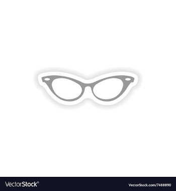 Paper sticker on white background glasses women vector image